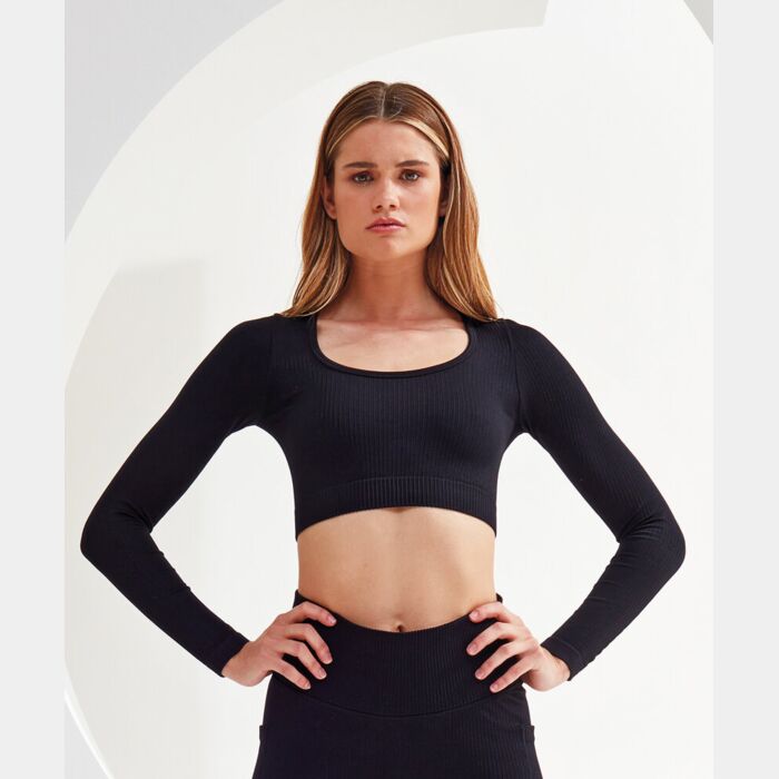 Women’s TriDri® ribbed seamless '3D Fit' crop top Thumbnail