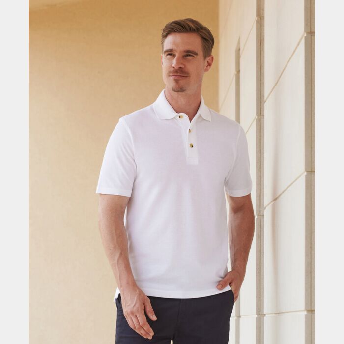 Classic cotton piqué polo with stand-up collar Thumbnail