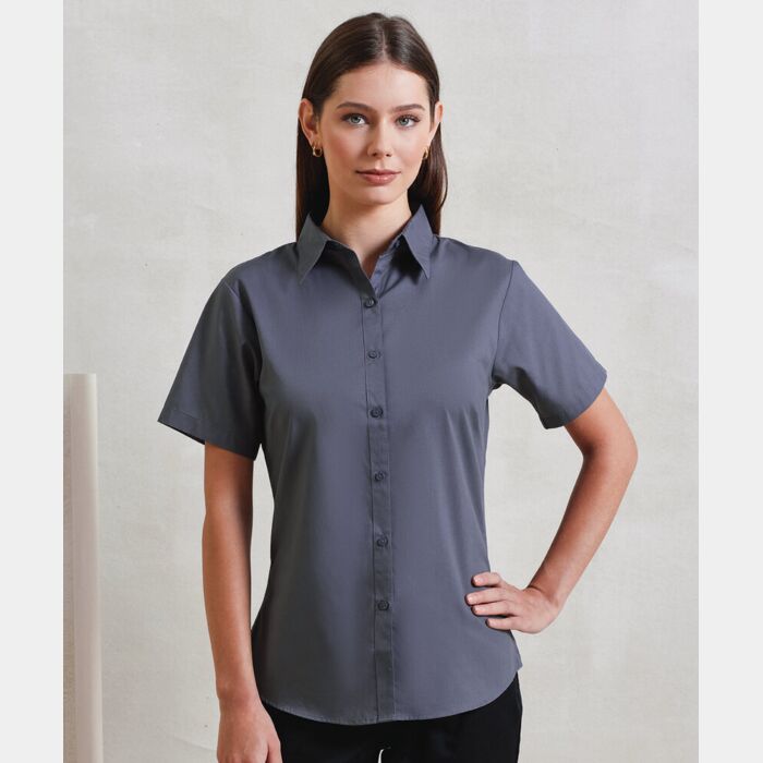 Women's short sleeve poplin blouse Thumbnail
