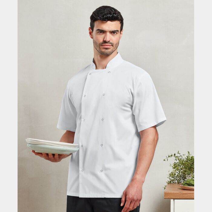 Premier Studded front short sleeve chef's jacket PR664 Studded front short sleeve chef's jacket Thumbnail