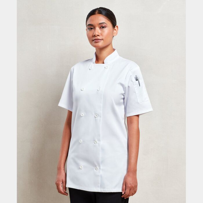 Premier Women's short sleeve chef's jacket PR670 Women's short sleeve chef's jacket Thumbnail
