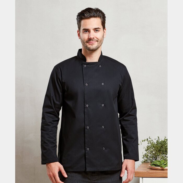 Premier Studded front long sleeve chef's jacket PR665 Studded front long sleeve chef's jacket Thumbnail
