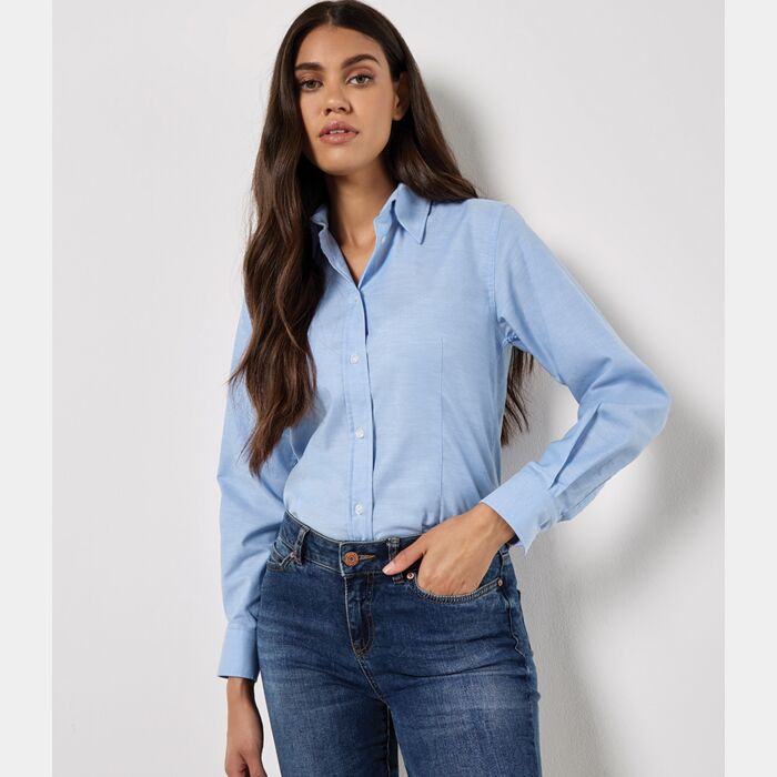 Kustom Kit Ladies Long Sleeve Tailored Workwear Oxford Shirt Thumbnail