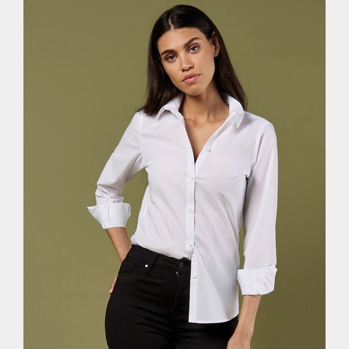 Kustom Kit Ladies Long Sleeve Tailored Poplin Shirt Thumbnail