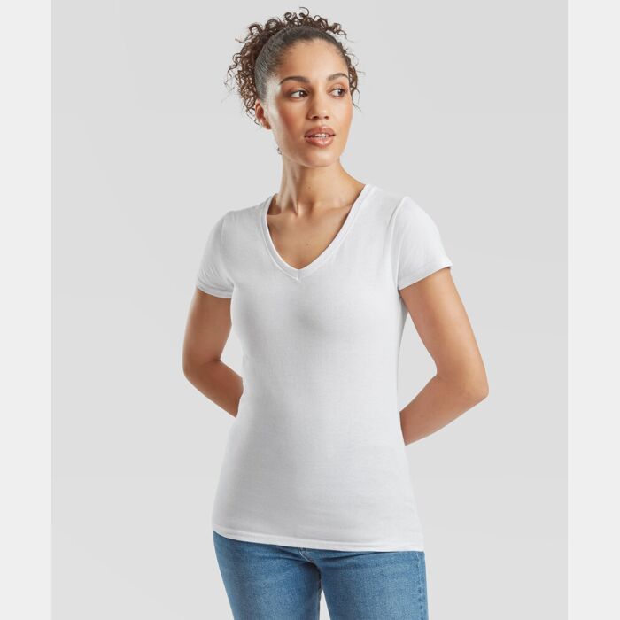Fruit of the Loom Women's valueweight v-neck T SS047 Women's valueweight v-neck T Thumbnail