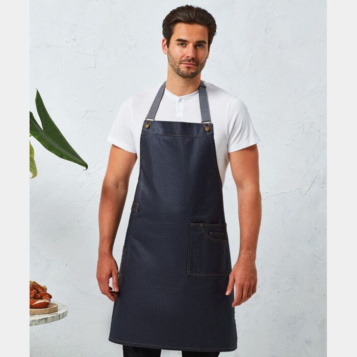 District waxed-look denim bib apron Thumbnail